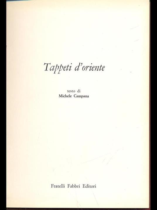 Tappeti d'oriente - Michele Campana - copertina