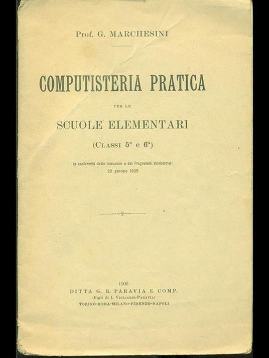 Computisteria pratica per le scuole elementari - copertina