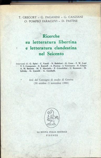 Ricerche su letteratura libertina e letteraturaclandestina nel Seicento - copertina