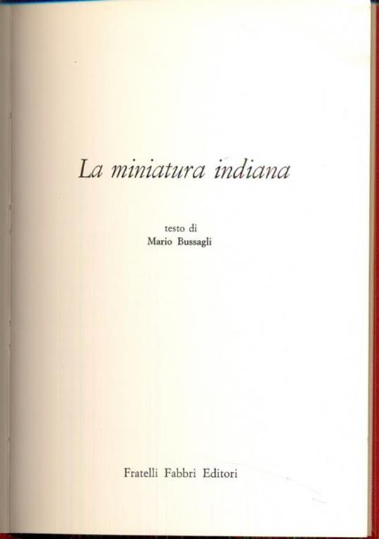 La miniatura indiana - Mario Bussagli - copertina