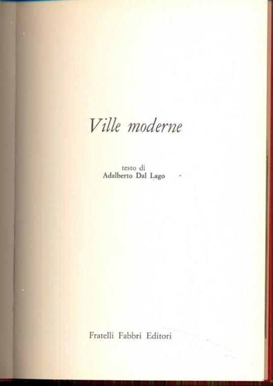 Ville Moderne - Adalberto Dal Lago - copertina