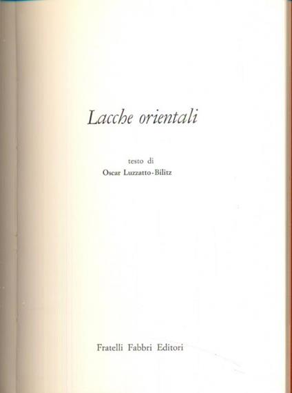 Lacche orientali - Oscar Luzzatto Bilitz - copertina