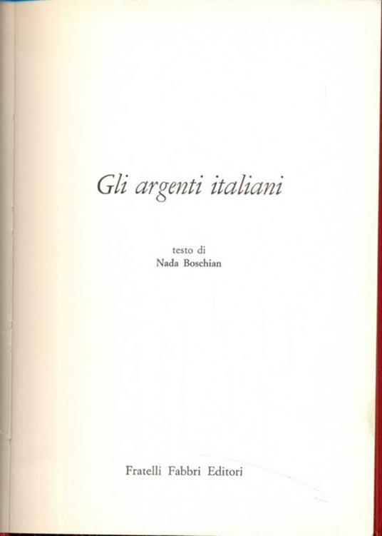 Gli argenti italiani - Nada Boschian - copertina