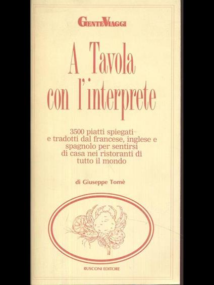 A tavola con l'interprete - Giuseppe Tomé - copertina