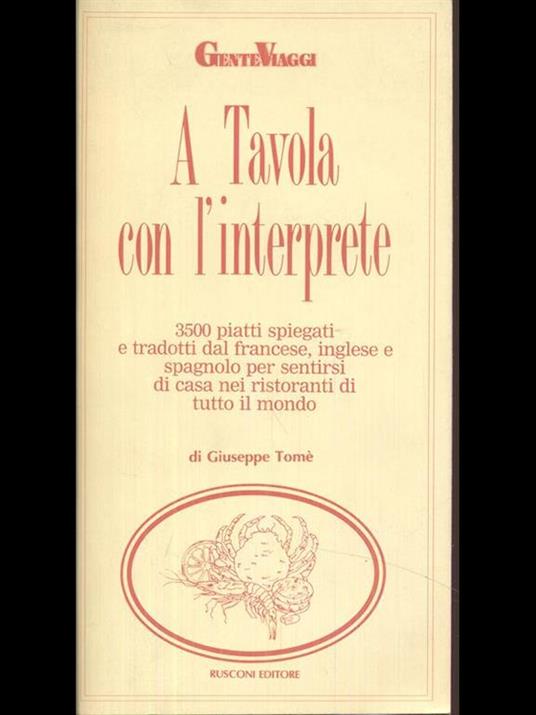 A tavola con l'interprete - Giuseppe Tomé - copertina