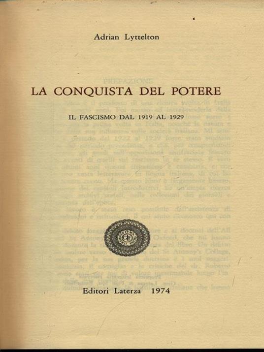 La conquista del potere - Adrian Lyttelton - copertina