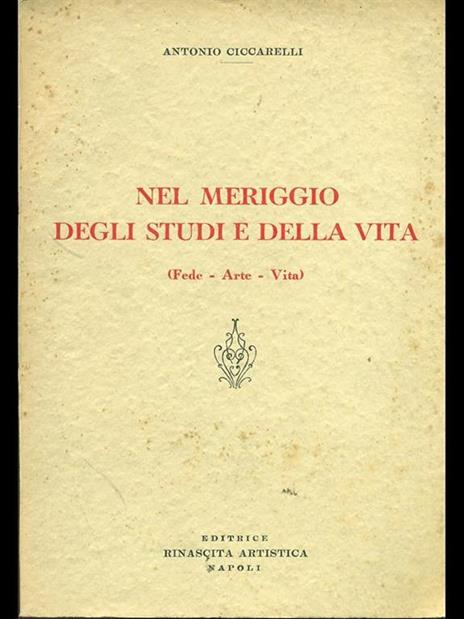 Nel meriggio degli studi e della vita - Antonio Ciccarelli - copertina