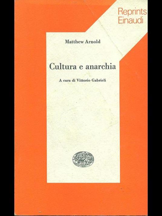 Cultura e anarchia - Matthew Arnold - copertina