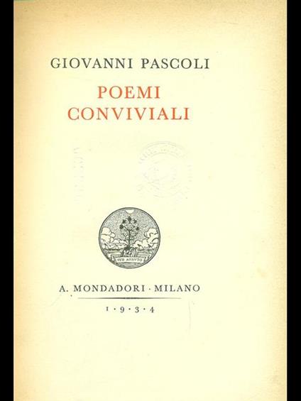 Poemi conviviali - Giovanni Pascoli - copertina