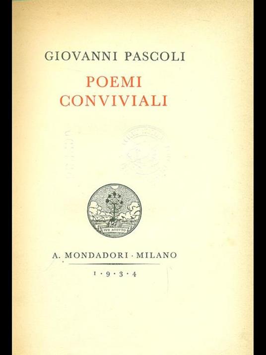 Poemi conviviali - Giovanni Pascoli - copertina