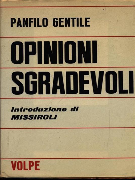 Opinioni sgradevoli - Panfilo Gentile - copertina
