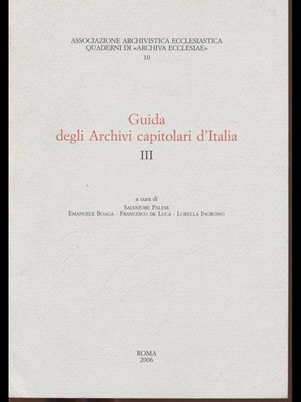 Guida degli archivi capitolari d'Italia III - copertina