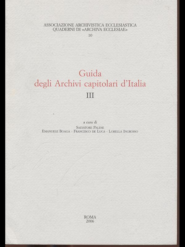 Guida degli archivi capitolari d'Italia III
