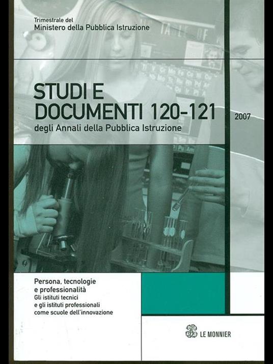 Studi e documenti 120-121 degli annali della Pubblica Istruzione - copertina