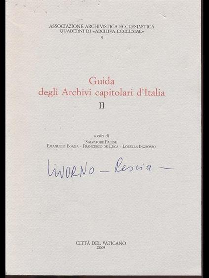 Guida degli Archivi capitolari d'Italia II - copertina