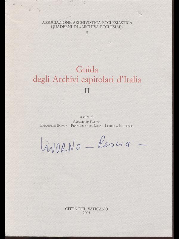 Guida degli Archivi capitolari d'Italia II