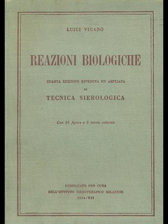 Reazioni biologiche - Luigi Viganò - copertina