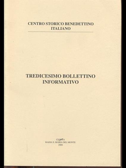 Tredicesimo Bollettino Informativo - copertina