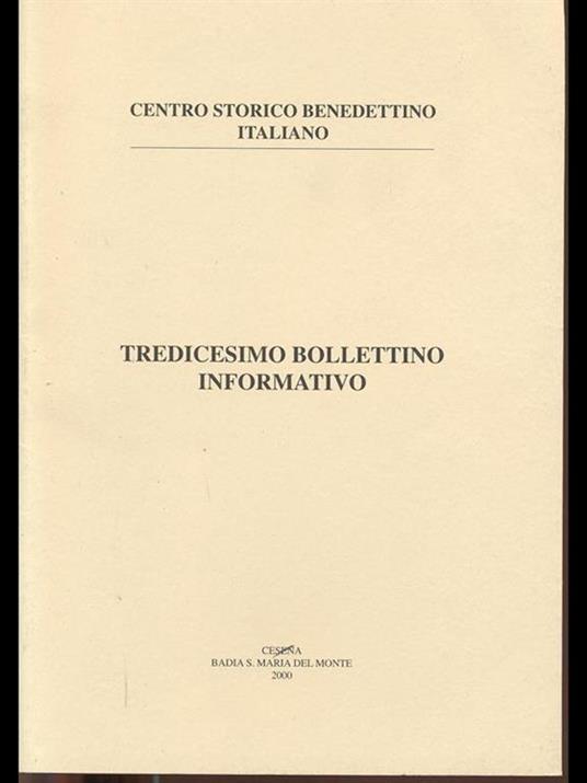 Tredicesimo Bollettino Informativo - copertina