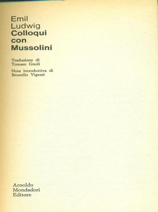 Colloqui con Mussolini di: E. Ludwig - copertina
