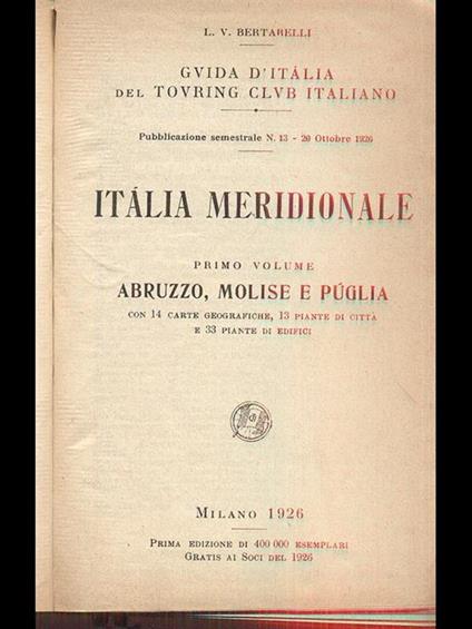 Italia Meridionale vol. 1 - Luigi V. Bertarelli - copertina