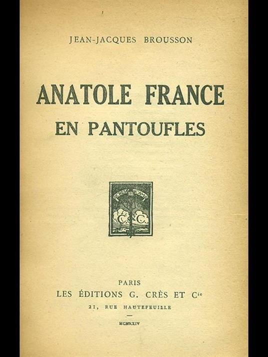 Anatole France en pantoufles - copertina