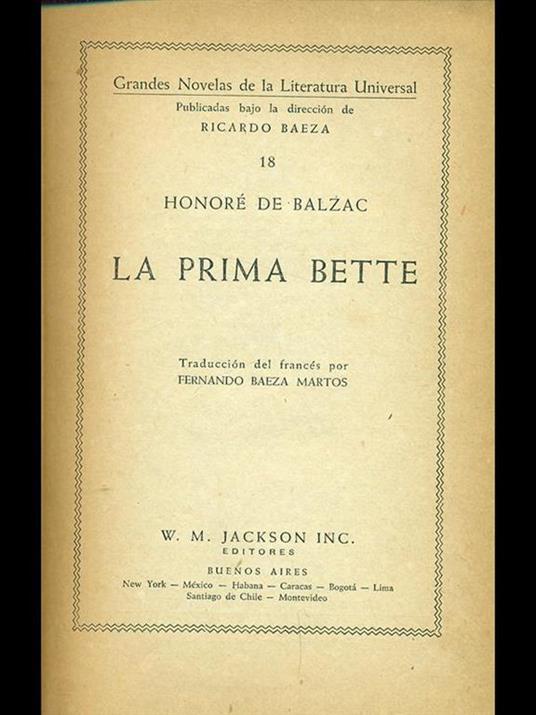 La prima Bette - Honoré de Balzac - copertina