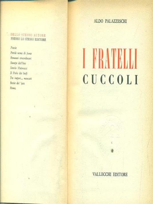 I fratelli Cuccoli - Aldo Palazzeschi - copertina
