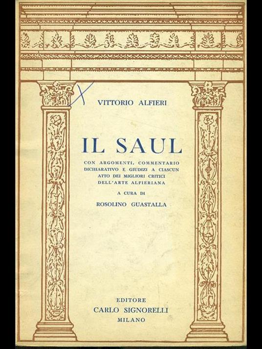Il Saul - Vittorio Alfieri - copertina