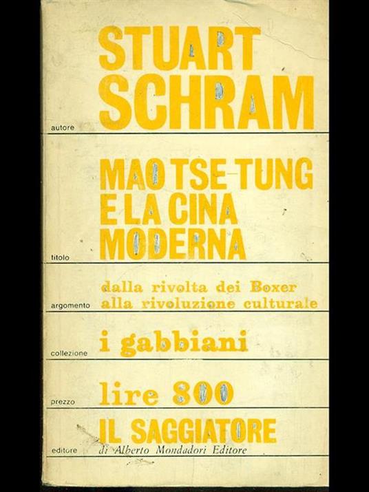 Mao Tse tung e la Cinamoderna - Stuart Schram - copertina