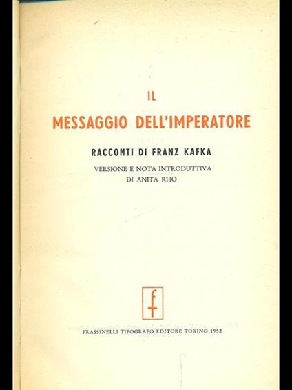 Il messaggio dell'imperatore - Franz Kafka - copertina