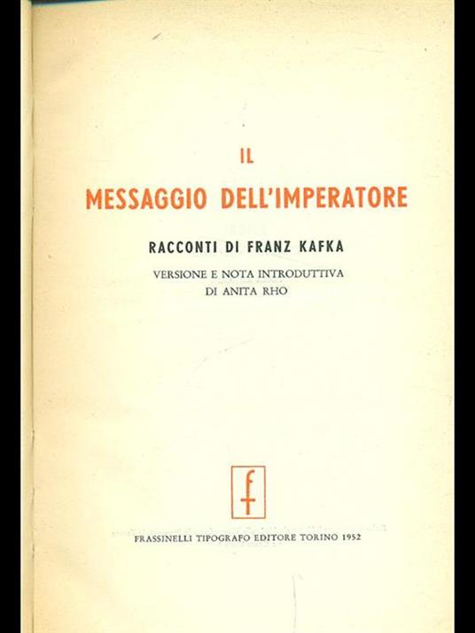 Il messaggio dell'imperatore - Franz Kafka - copertina