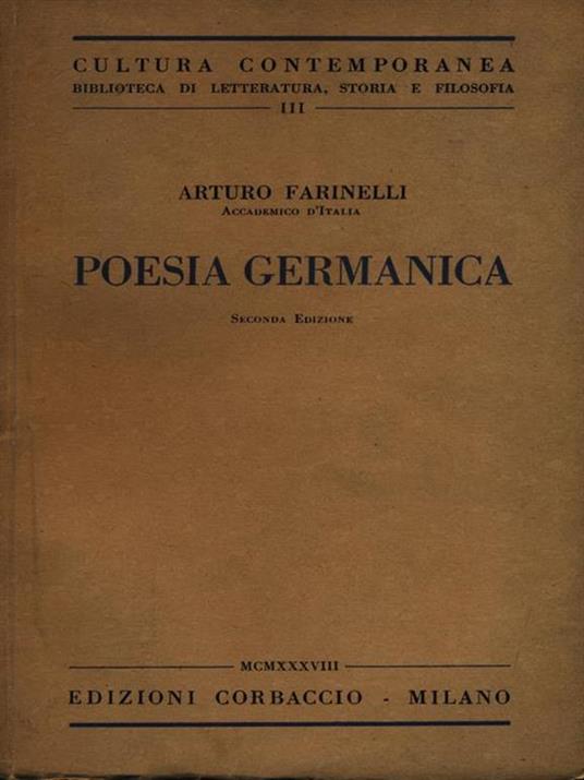 Poesia Germanica - Arturo Farinelli - copertina