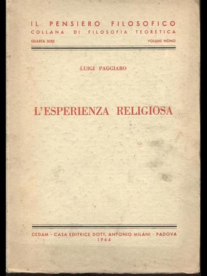 L' esperienza religiosa - Luigi Paggiaro - copertina