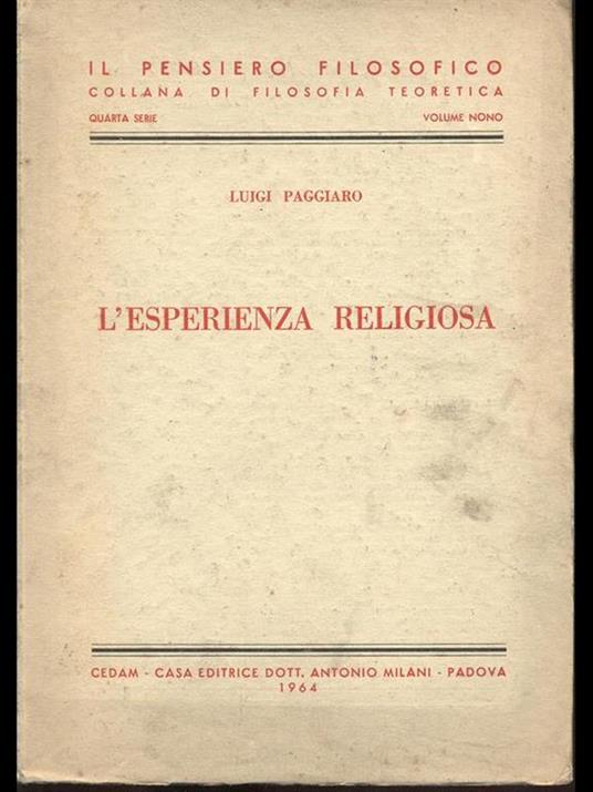 L' esperienza religiosa - Luigi Paggiaro - copertina