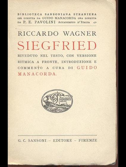 Siegfried - Richard Wagner - copertina