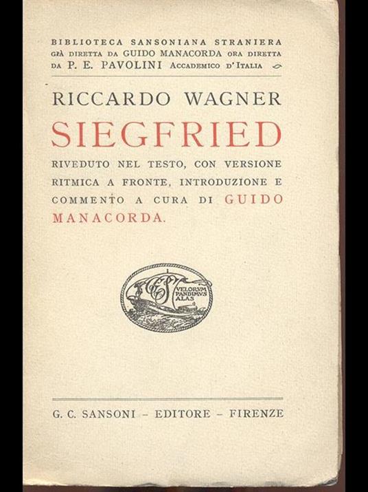 Siegfried - Richard Wagner - copertina