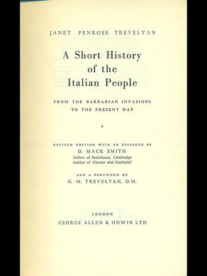 A short history of the Italian People - Janet Penrose Trevelyan - copertina