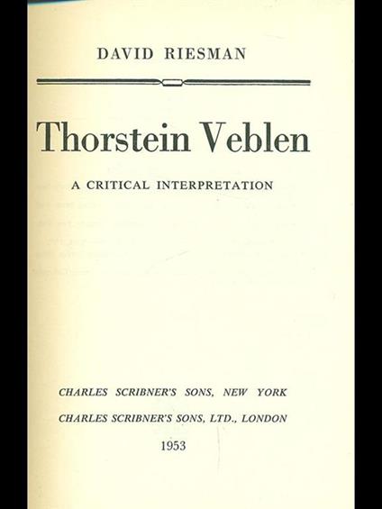 Thorstein Vebler - copertina