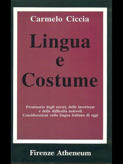 Lingua e costume - Carmelo Ciccia - copertina