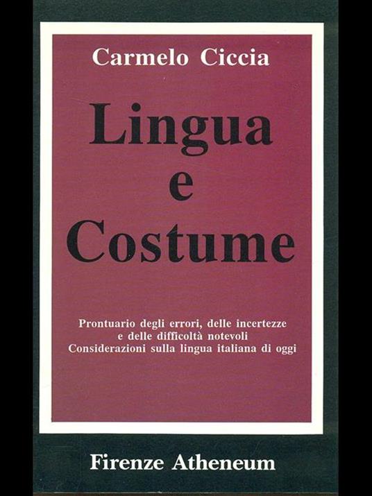 Lingua e costume - Carmelo Ciccia - copertina