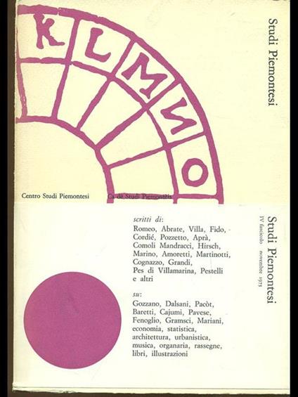 Studi piemontesi IV fascicolo - copertina