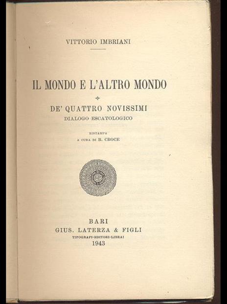 Il mondo e l'altro mondo - Vittorio Imbriani - copertina