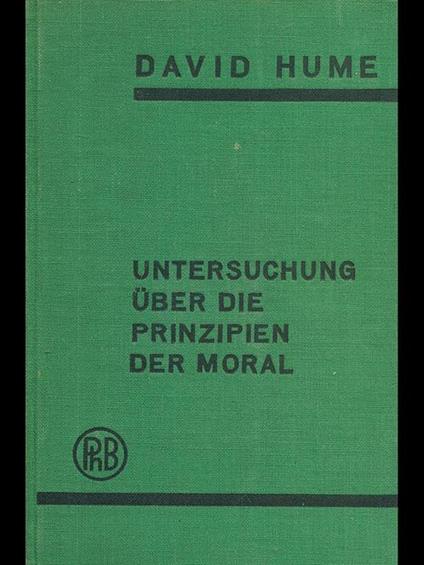 Untersuchung uber die prinzipien der moral - David Hume - copertina
