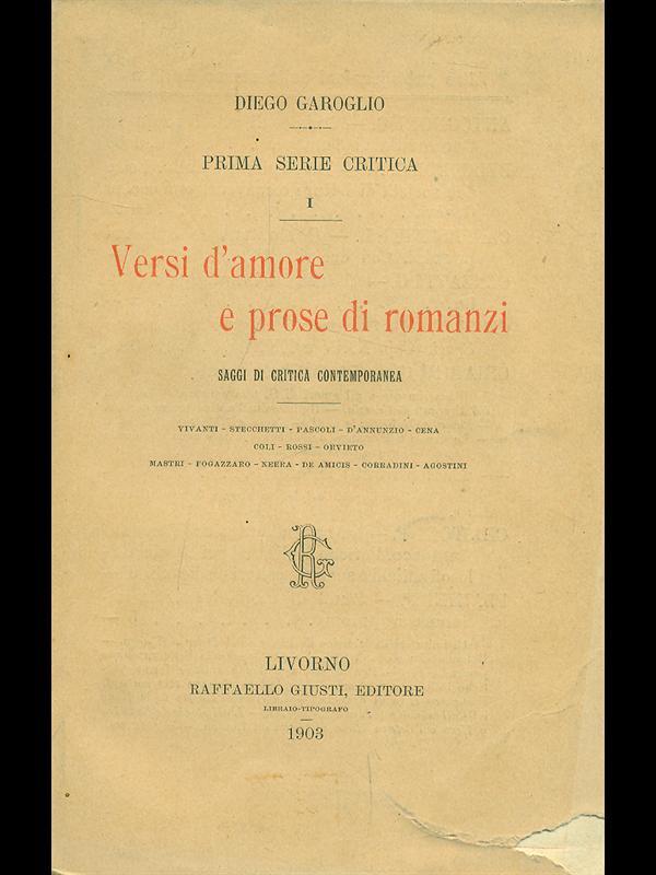 Versi d'amore e prose di romanzi