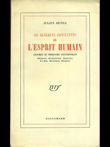 De quelques contantes de l'esprit humain - Julien Benda - copertina