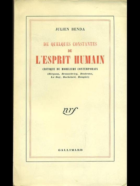 De quelques contantes de l'esprit humain - Julien Benda - copertina