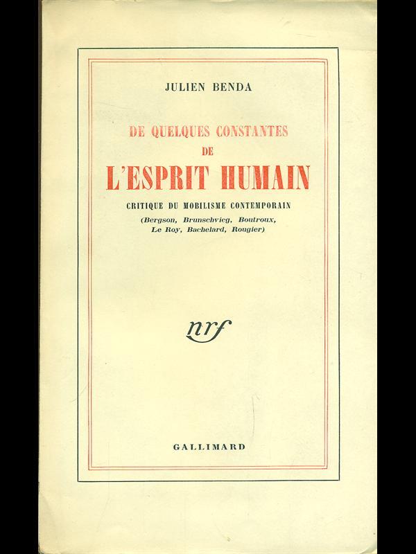 De quelques contantes de l'esprit humain