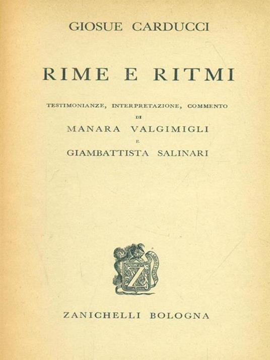 Rime e Ritmi - Giosuè Carducci - copertina