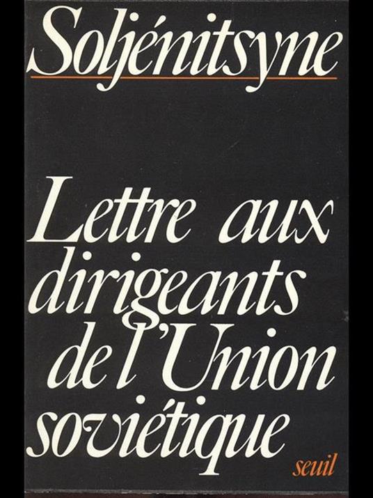 Lettre aux dirigeants de l'Union Sovietique - A. Soljenitsyne - copertina